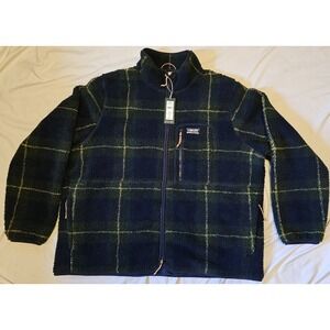 NEW Men's Alpine Design Sherpa Full Double Zip 2XL Green Navy Yellow Plaid